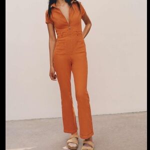 Urban Outfitters Orange Denim Jumpsuit